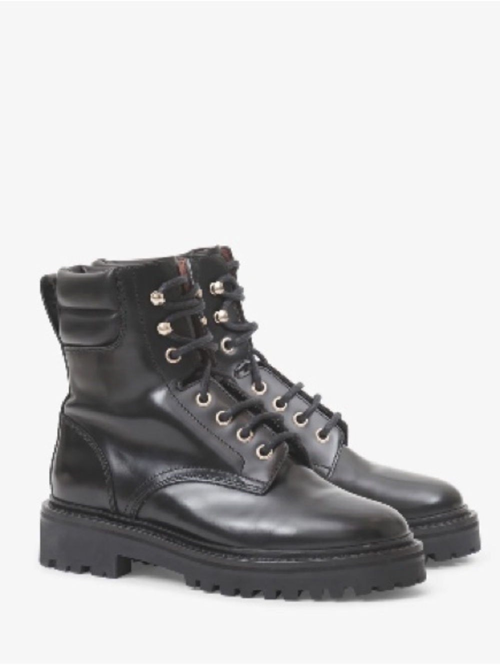 ISABEL MARANT | Campa Black Leather Lace-Up Ankle Combat Boots